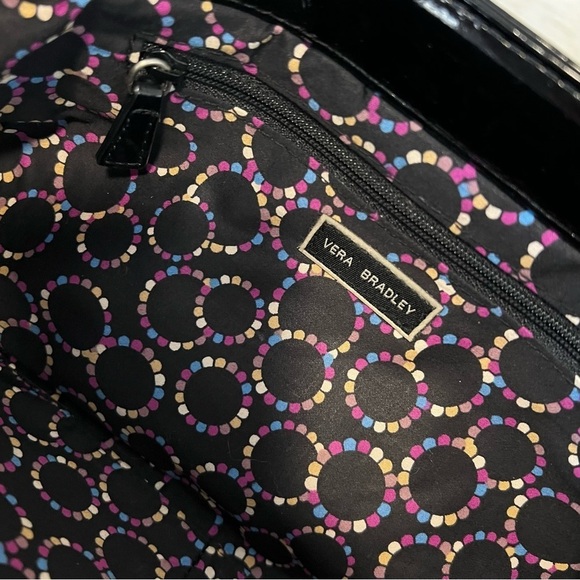 VERA BRADLEY Caviar Black Midnight Clutch Handbag Patient Leather Microfiber - Picture 13 of 13